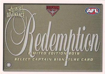 2019 Select Dominance - Captain Signature Redemption #CSR3 Dyson Heppell Front
